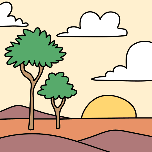 Sunset landscape nature scenery icon Sunset landscape nature scenery icon