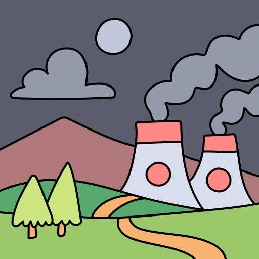 Landscape nuclear plant nature scenery icon Landscape nuclear plant nature scenery icon