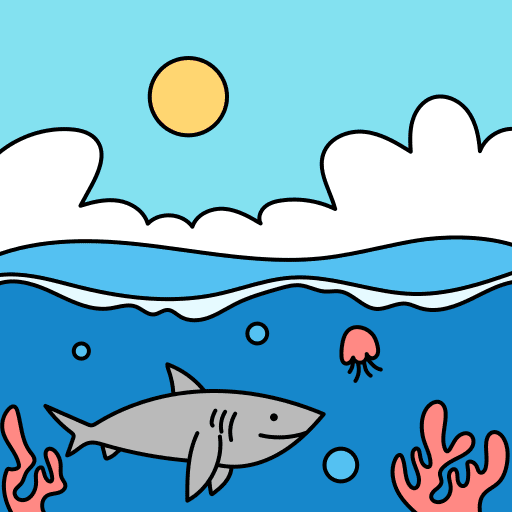 Sea life scenery landscape shark icon Sea life scenery landscape shark icon