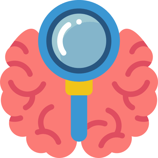 Brain search head mind icon