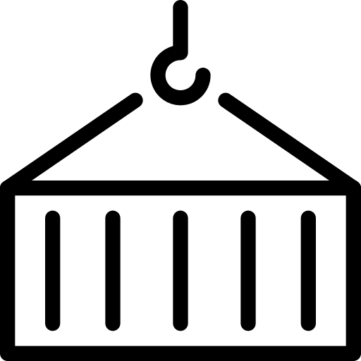 Lift shipping and delivery shipping container icon