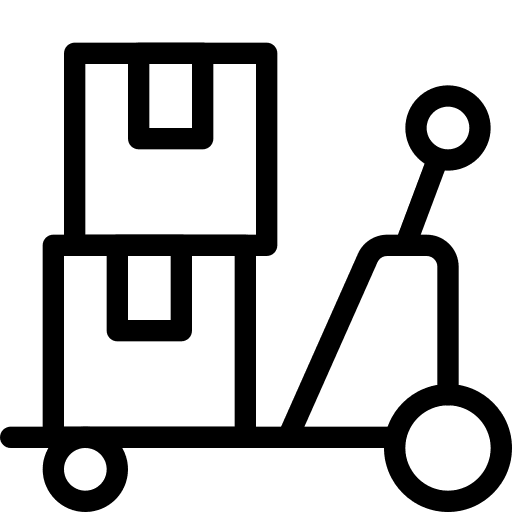 Load wheels industry trolley icon