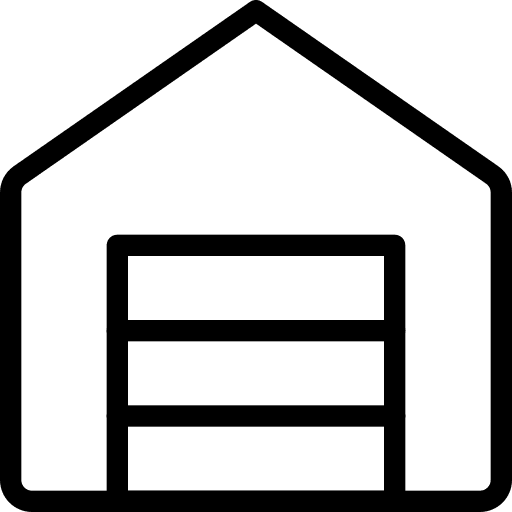 Locked shipping and delivery storage warehouses icon