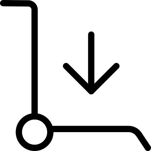 Down arrow cart delivery boxes icon