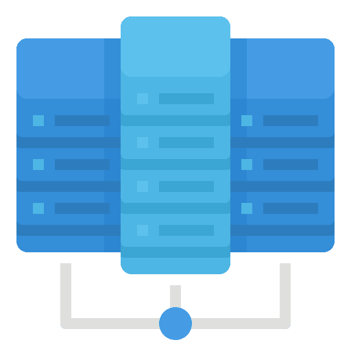 Data center cloud connecting computer networks icon