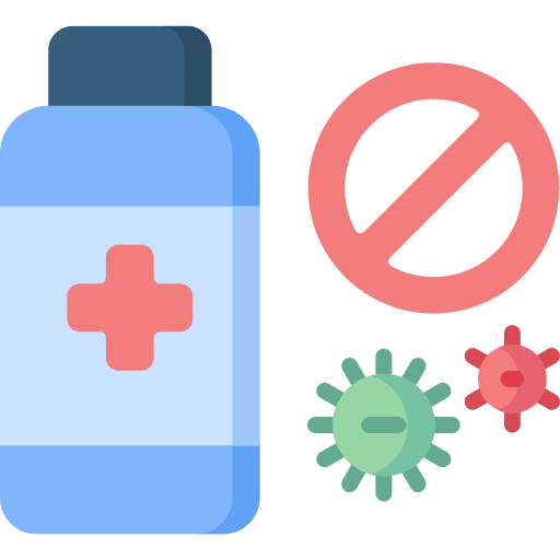 Antibacterial agent stop sign sterilization icon