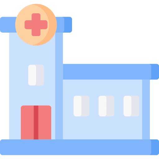 Hospital city healthcare and medical architecture icon