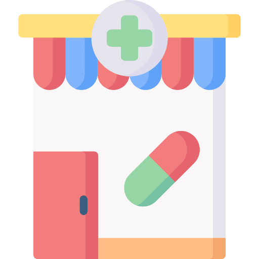Pharmacy drugs building medicine icon