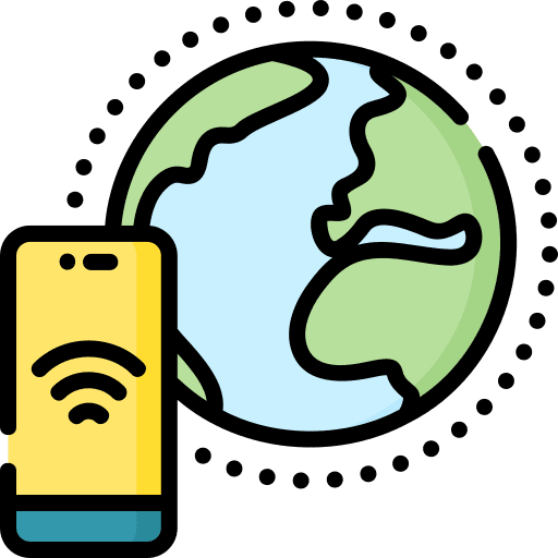 Connected worldwide communications network icon Connected worldwide communications network icon