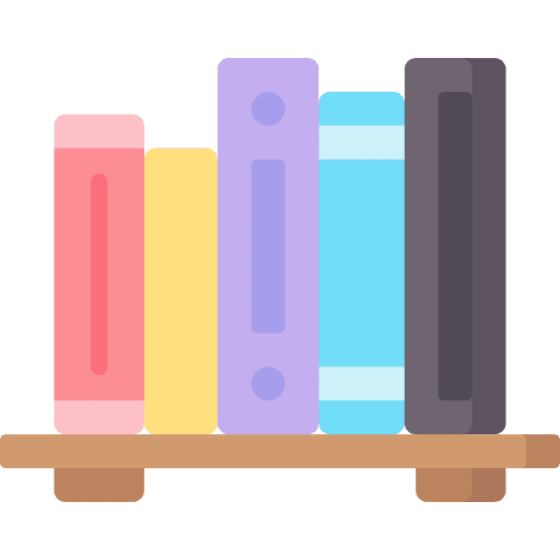 Bookshelf library furniture and household study icon