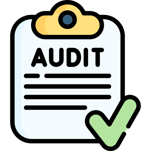 Audit magnifying glass checking file icon Audit magnifying glass checking file icon