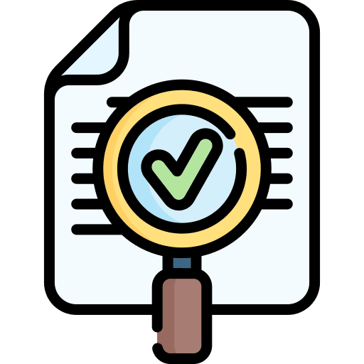 Search business and finance paperwork audit icon