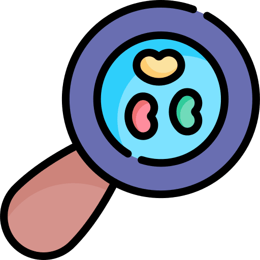 Research leaf farming and gardening magnifying glass icon Research leaf farming and gardening magnifying glass icon