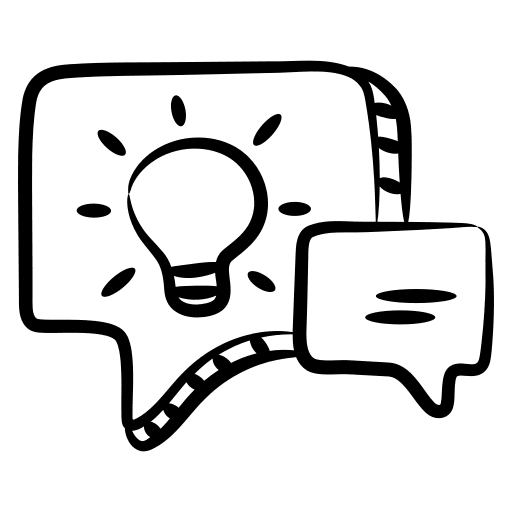 Idea speech bubbles discussion lightbulb icon