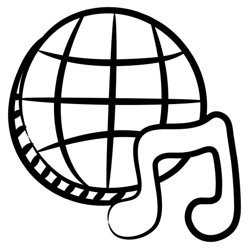 Online music globe music and multimedia earth globe icon