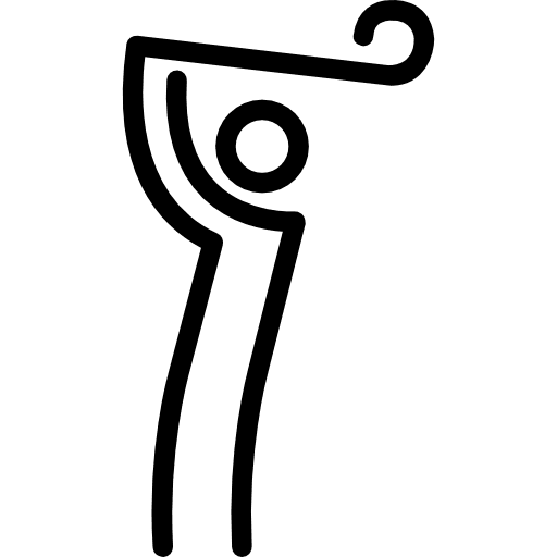 Golf player with lifted stick over head human golf stickman icon Golf player with lifted stick over head human golf stickman icon