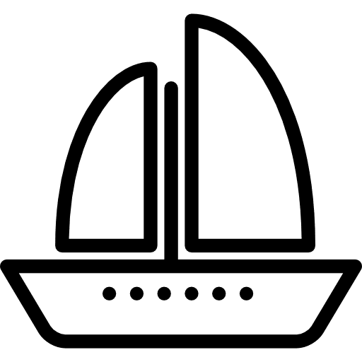 Sail boat navigating transport sailing navigation icon