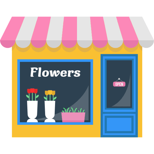 Flower open buildings commerce icon