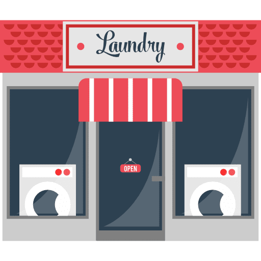 Laundry machines clean building icon