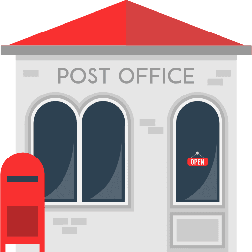 Post office letters transport buildings icon