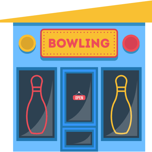 Bowling bowling building fun icon