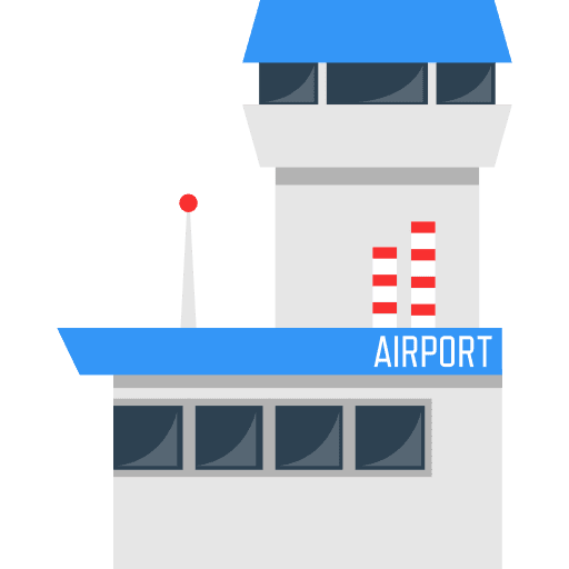 Airport panel arrivals buildings icon