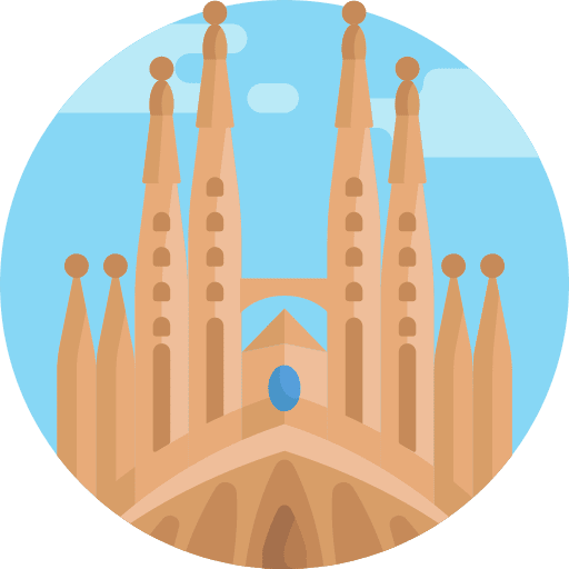 Sagrada familia architecture and city catholic monument icon