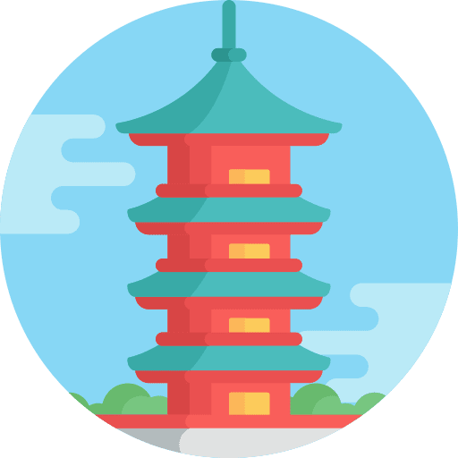 Pagoda architecture and city building monument icon