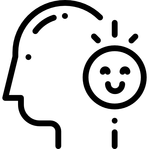 Happy psychology expectation head icon Happy psychology expectation head icon