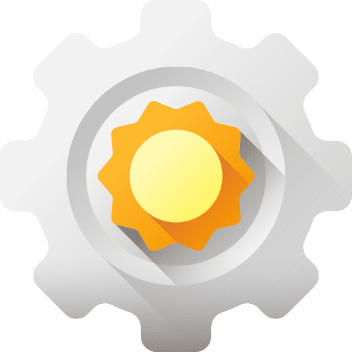 Solar innovation ray gear icon