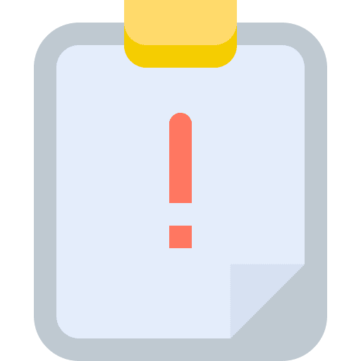 Assignment warning exclamation mark clipboard icon