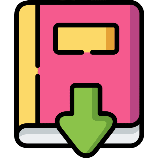 Book downloading down arrow web icon