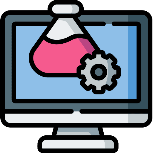 Chemistry lab computer screen icon