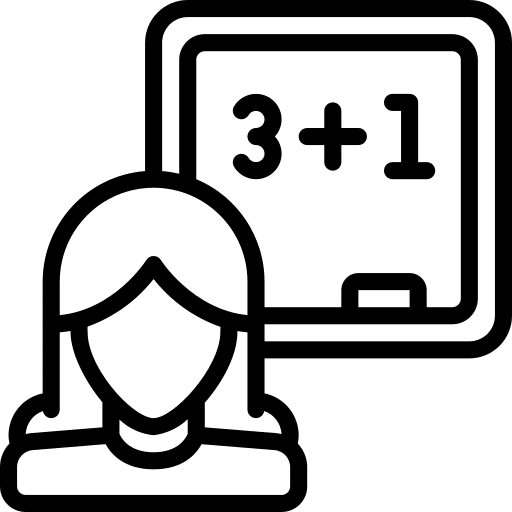 Maths female professor blackboard maths icon