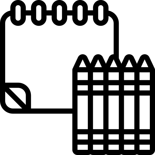 Sketch art notebook crayons icon