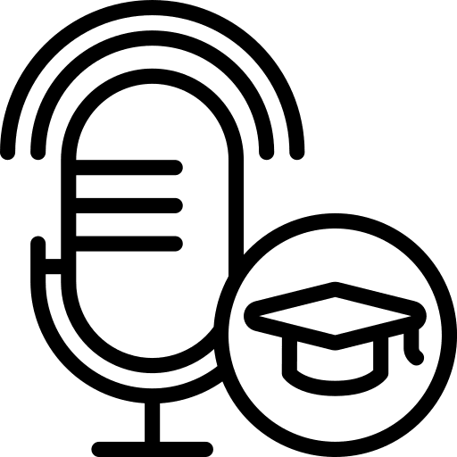 Podcast microphone mortarboard education icon