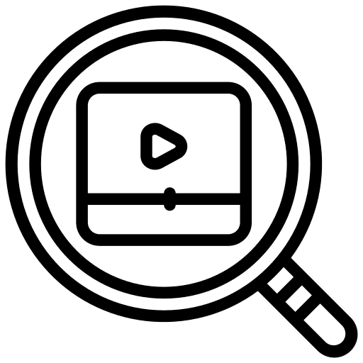 Search videos magnifying glass loupe icon