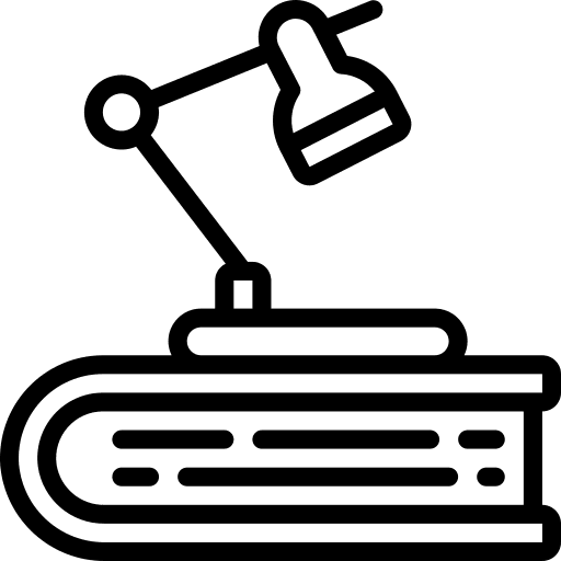 Studying education learning desk lamp icon