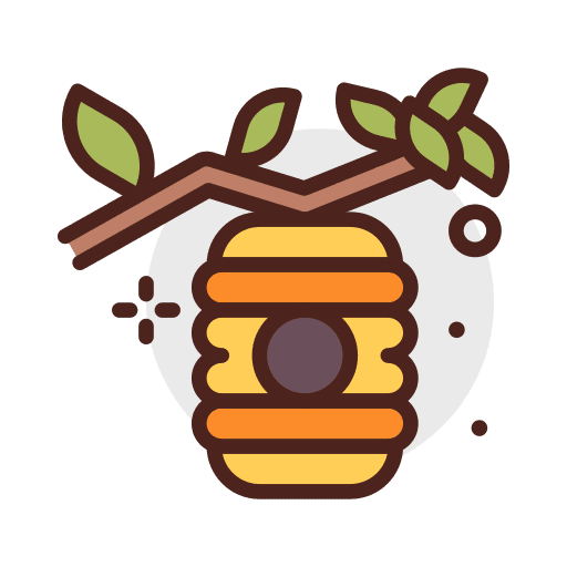Bee hive tree forest farming and gardening icon