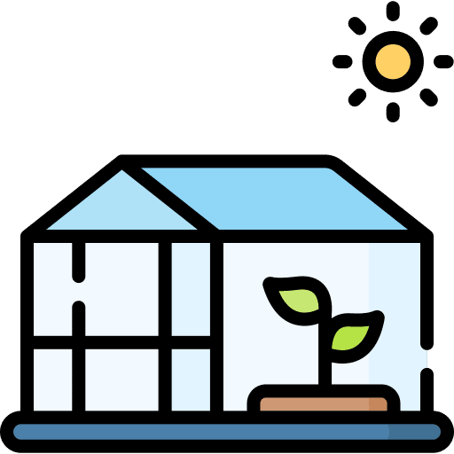 Greenhouse heat botanic farming and gardening icon Greenhouse heat botanic farming and gardening icon