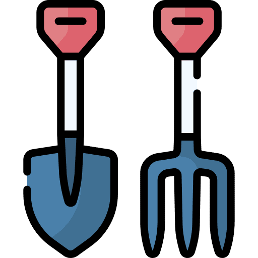 Shovel and rake shovel fork equipment icon