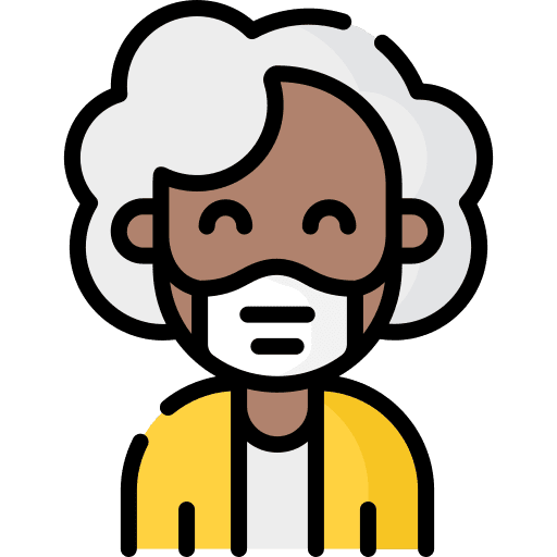 Old woman medical mask covid 19 people icon