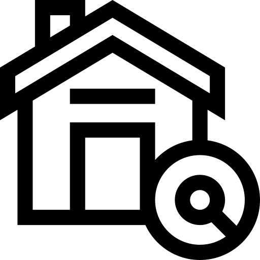Search loupe architecture and city house icon