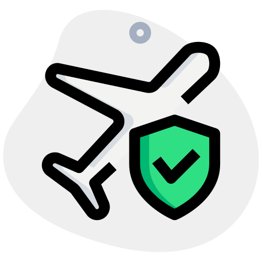 Travel insurance security shield travel insurance icon