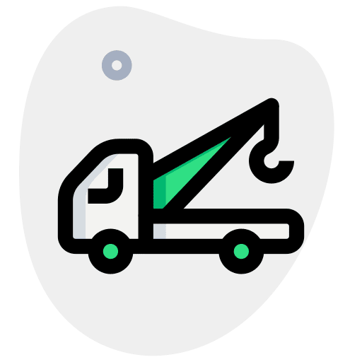 Tow truck service vehicle construction and tools icon