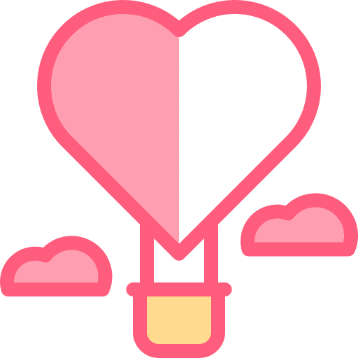 Hot air balloon love and romance heart airship icon Hot air balloon love and romance heart airship icon