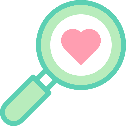 Search dating app heart magnifying glass icon Search dating app heart magnifying glass icon