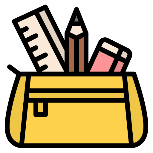 Pencil case ruler eraser study icon