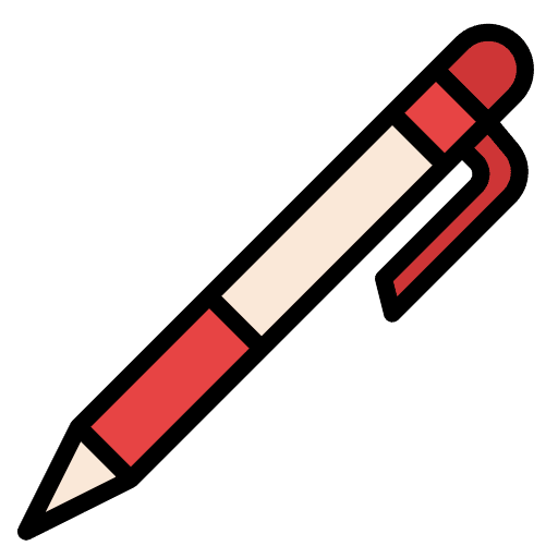 Pen writing pencil office material icon