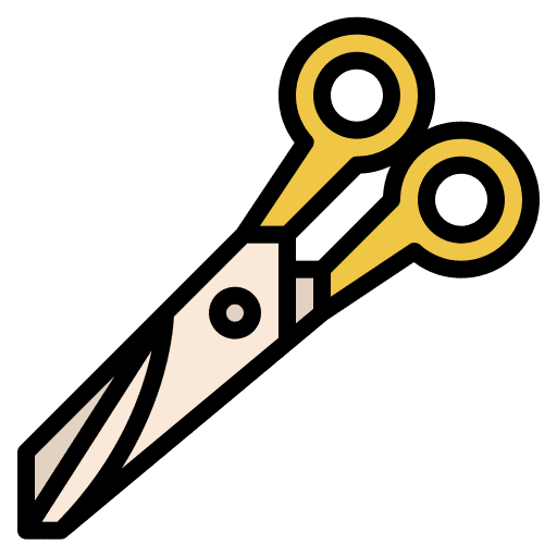 Scissor cut stationery cutting icon